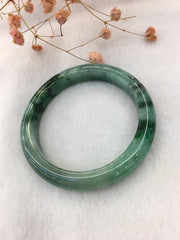 Dark Green Jade Bangle - Round (BA216)