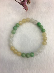 Three Colours Jade Bracelet - Beads (BR143)