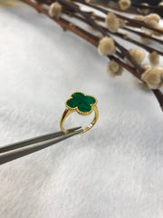 Green Jade Ring - Clover (RI369)