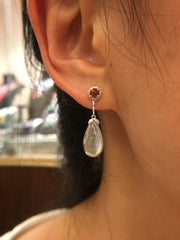 Icy With Red Jade Earrings - Pear Shape (EA291)
