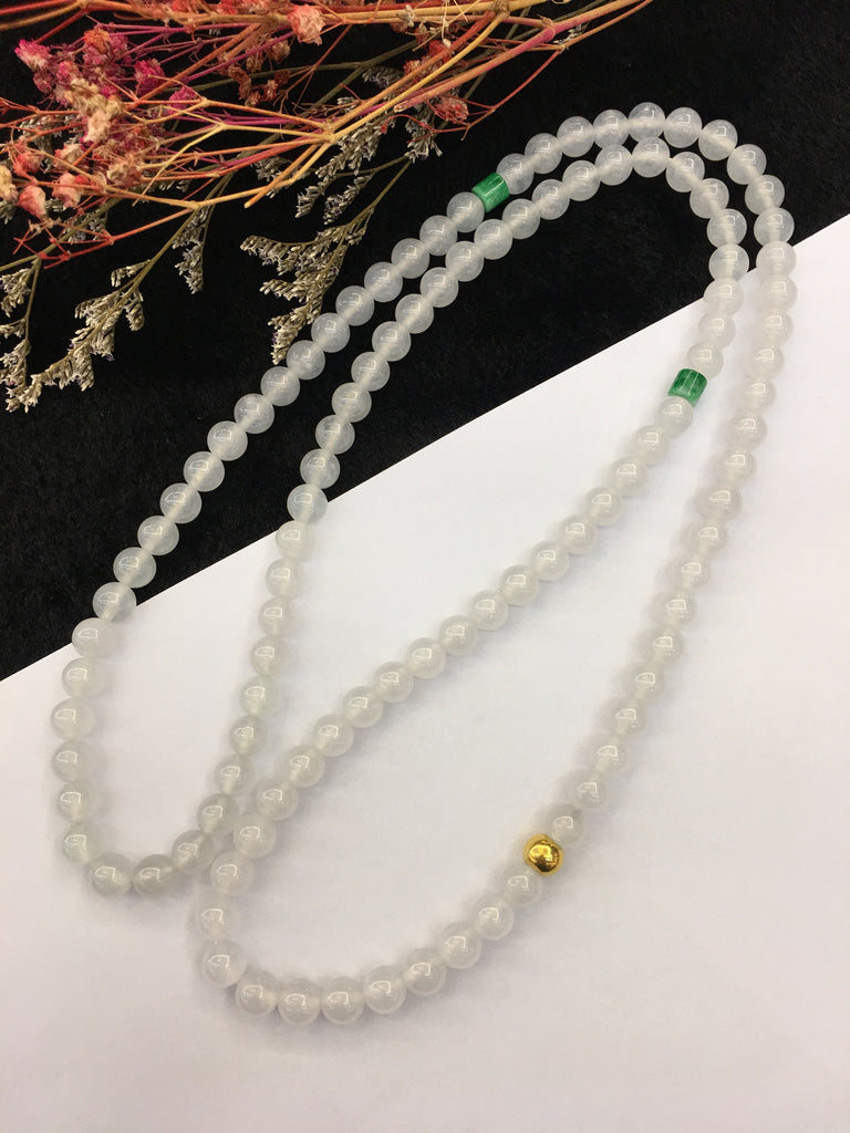 Icy White Jade Necklace - 108 Beads (NE002)