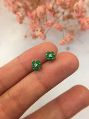 Green Jade Earrings - Flower (EA079)
