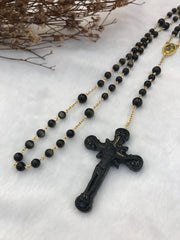 Black Jade Crucifix Necklace (NE086)