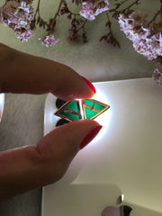 Natural Omphacite Jadeite Earrings - Triangle (EA116)