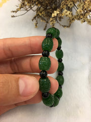 Nephrite Jade Barrels Bracelet (BR090)