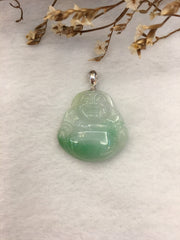 Green Jade Pendant - Laughing Buddha (PE349)