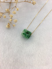 Icy Green Jade Barrel Necklace (NE085)