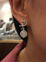 Icy Jade Balls Earrings - Ribbon (EA323)