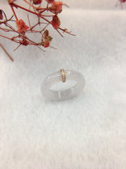Icy White Jade Hololith Ring (RI251)