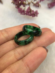 Dark Green Jade Earrings - Hololith Rings (EA209)