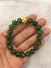24k Pure Gold Ball With Nephrite Bracelet (BR013)