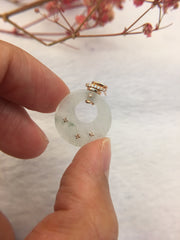 Icy Bluish Flower Jade Earrings - Round (EA286)