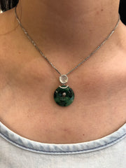 Green & Icy White Pendant - Safety Coin (PE176)