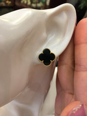Natural Omphacite Jadeite Earrings - Clovers (EA162)