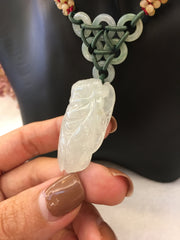 Icy White Jade Pendant - Cicada (PE350)