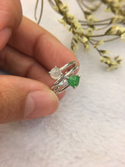 Green & Icy Jades Ring (RI141)