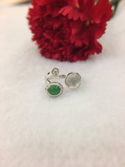 Icy Green & White Jades Ring (RI169)