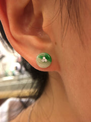 Green Jade Earrings - Safety Coin (EA275)