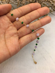 Lavender With Green Jade - Bracelet & Earrings  (BR041)