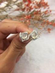 Icy Variety Jade Earrings - Cabochon (EA310)