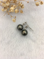 Tahitian South Sea Cultured Black Pearl Earrings (GE120)