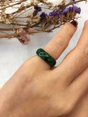 Dark Green Jade Hololith Rings (RI282)
