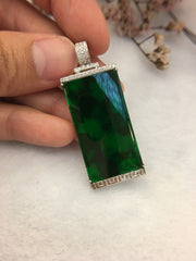 Dark Green Jade Pendant - Rectangular (PE256)