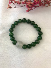 Icy Jade Barrel With Nephrite Beads Bracelet (BR279)