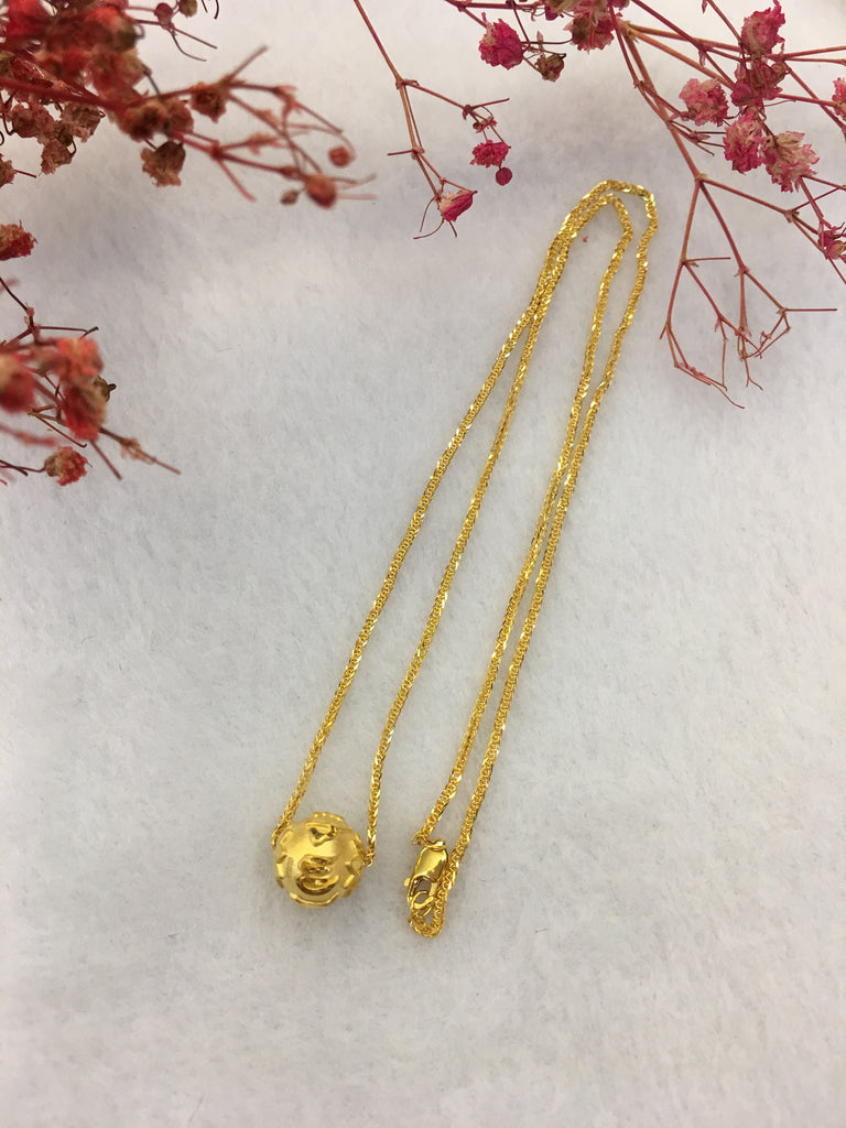 24k Pure Gold Ball Necklace (NE069)