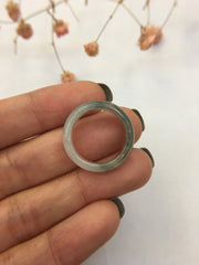 Icy Bluish Flower Jade Hololith Ring (RI244)