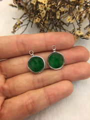 Icy Green Jade Earrings - Round (EA006)