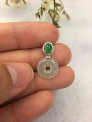 Icy White & Green Pendant - Safety Coin (PE238)