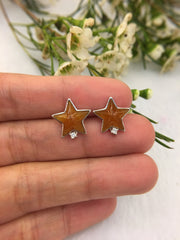 Icy Reddish Yellow Jade Earrings - Stars (EA316)
