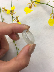 Icy White Jade Hololith Ring (RI291)