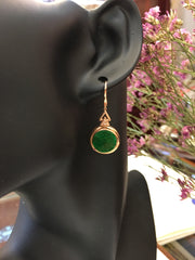 Dark Green Jade Earrings - Round (EA257)