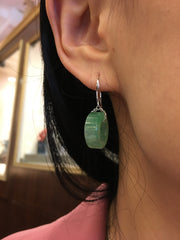 Icy Green Jade Earrings - Loops (EA299)