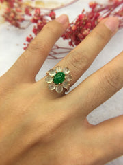 Green & Glassy Cabochons Jade Ring (RI139)
