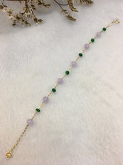 Lavender With Green Jade - Bracelet & Earrings  (BR041)