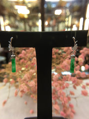 Green Jade Earrings - Cylindrical (EA075)