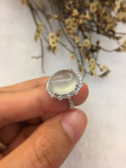 Icy White Jade Ring - Cabochon (RI093)