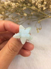 Bluish Flower Jade Ring - Star (RI153)