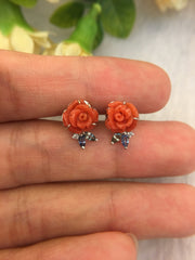 Red Coral Earrings - Rose (EA265)