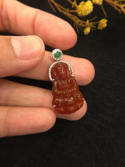 Red Jade Pendant - Guanyin (PE228)