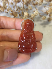 Red Jade Pendant - Guanyin (PE162)