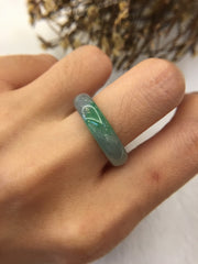 Green With Black Jade Hololith Ring (RI262)