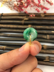 Dark Green Jade Pendant - Safety Coin (PE416)