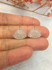 Icy White Jade Earrings - Seashell (EA281)