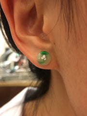 Green Jade Earrings - Safety Coin (EA275)