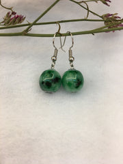 Green Jade Barrels Earrings (EA044)