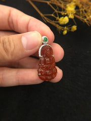 Red Jade Pendant - Guanyin (PE228)